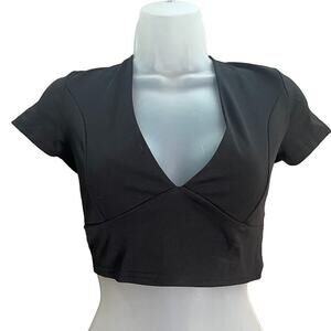 Black Lace Back Short Sleeve EQ Shirt Size Small